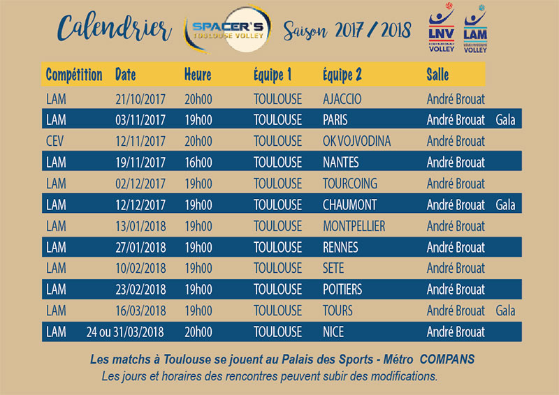 calendrier Spacers